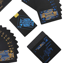 Avis Cartes à Jouer Imperméables En PVC Noir Jeu Magique De Partie De Poker Or Bleu D'amusement