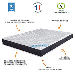 Ebac Matelas ressort + Sommier Omega Volcan 140x190 Rubis - H. 21 cm - Soutien très ferme