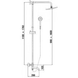 Rav Colonne de douche murale thermostatique réglable 110 à 176 cm