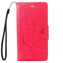 Wewoo Coque Magenta Wiko U Feel Lite Étui en cuir à rabats horizontaux à fleurs pressées avec boucle magnétique et Titulaire & Slots de cartes Portefeuille