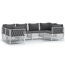 Maison Chic Salon de jardin 6 pcs avec coussins - Table et chaises d'extérieur - Mobilier/Meubles de jardin Moderne blanc acier -MN18900