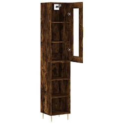 Avis vidaXL Buffet haut Chêne fumé 34,5x34x180 cm Bois d'ingénierie