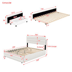 ComfortXL Lit Plateforme 140 X 200 Avec Machine De Rangement Blanc