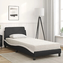 Vidaxl Lit avec matelas noir et blanc 90x200 cm similicuir