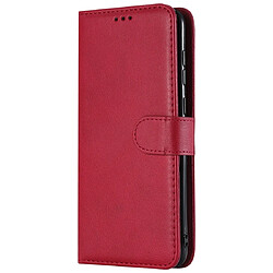 Wewoo Housse Coque Pour Huawei Honor 8C Étui de protection à rabat horizontal de couleur unie avec support et fentes cartes et portefeuille et cadre photo et lanière rouge