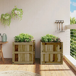 Avis Maison Chic Lot de 2 Jardinières,Bac à fleurs - pot de fleur bois de pin imprégné -GKD21705