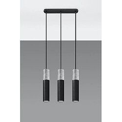 Luminaire Center Suspension Borgio Acier,béton Gris noir 3 ampoules 90cm