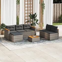 vidaXL Salon de jardin 5 pcs avec coussins gris résine tressée acacia