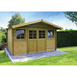 Solid Abri jardin bois Dole - Modèle imprégné - 11.56 m² - 3.88 x 2.98 x 2.39 m - 28 mm