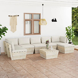 Maison Chic Salon de jardin palette 8 pcs avec coussins - Table et chaises d'extérieur - Mobilier/Meubles de jardin Moderne épicéa imprégné -MN37765