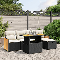 vidaXL Salon de jardin 6 pcs avec coussins noir résine tressée