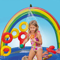 INTEX Piscine gonflable Rainbow Ring Play Center 297x193x135cm 57453NP pas cher