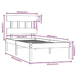 vidaXL Cadre de lit sans matelas 100x200 cm bois massif pas cher