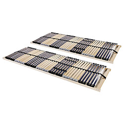 vidaXL Sommiers à lattes sans matelas 2 pcs avec 42 lattes 70x200 cm