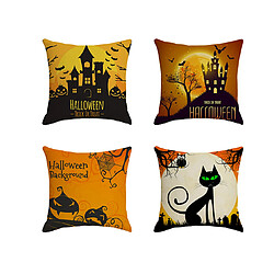 P27 4PCS 45 * 45cm Accueil Halloween Anglais Motif Alphabet Court Taie d'oreiller en peluche Taie d'oreiller Coussin Coussin Coussin Décoration