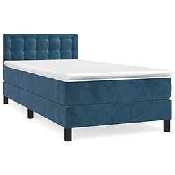 Maison Chic Lit Adulte - Lit simple Lit à sommier tapissier et matelas moelleux - Meuble de Chambre - Bleu foncé 80x200 cm Velours -MN47631