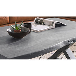 Acheter Pegane Table basse simple en bois d'acacia massif laqué, gris / anthracite - L.110 x H.45 x P.70 cm