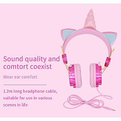 GUPBOO Casque filaire avec micro licorne pour filles enfants casque de musique stéréo PC casque de téléphone cadeau pour pas cher