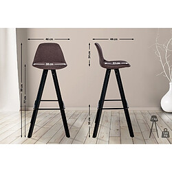 Avis Decoshop26 Tabouret de bar chaise haute x1 repose-pieds style scandinave en tissu marron structure en bois noir carré 10_0004642