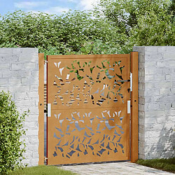 vidaXL Porte de jardin acier résistant aux intempéries design feuilles