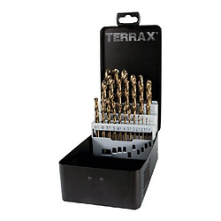 Terrax A215215 Coffret de forets hélicoïdaux Cobalt 25 pièces Coffret en acier (Import Allemagne)