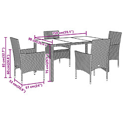 vidaXL Ensemble à manger de jardin et coussins 5pcs beige rotin acacia pas cher