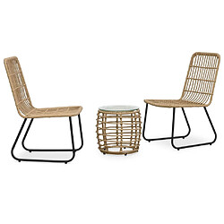 Maison Chic Table de bistro et chaises d'extérieur 3 pcs,Ensemble de bistro de jardin pour relax Résine tressée Chêne -GKD864924