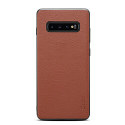 Wewoo Coque Pour Galaxy S10 Denior V7 Housse de protection en cuir de vachette de luxe de ultra-mince marron