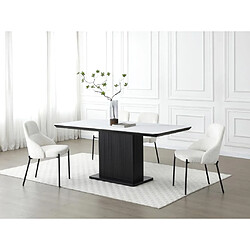 Vente-Unique Table à manger 6 personnes en céramique et MDF - Effet marbre blanc et Noir - LAOMINIA