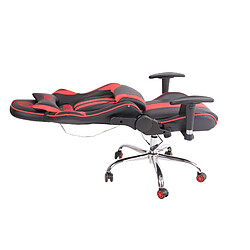 Decoshop26 Fauteuil de bureau gamer design sportif fonction de massage chauffant avec coussins en PVC noir / rouge 10_0002528 pas cher