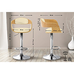 Avis Decoshop26 Tabouret de bar x1 design scandinave en PVC crème et structure en bois clair 10_0005041