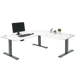 Decoshop26 Bureau d'angle table d'ordinateur réglable en hauteur électriquement 178 x 178 cm HDF blanc gris anthracite 04_0006023