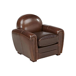 Avis Vente-Unique Fauteuil club 100% cuir vieilli BAUDOIN - Marron