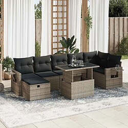 vidaXL Salon de jardin 8 pcs avec coussins gris résine tressée