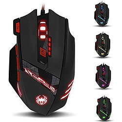 Souris Gamer Filaire T90 Souris Gaming Optique avec 6 DPI Réglable 1000-9200DPI, 6 LED Couleur Options, 8 Boutons