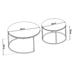 Helloshop26 Set de 2 tables basses rondes gigognes en verre fumé 03_0008364