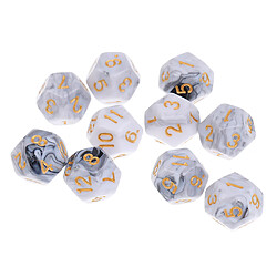 Acheter 10pcs 12 sided dés d12 dés polyédriques pour dungeons et dragons jeux de table blanc gris