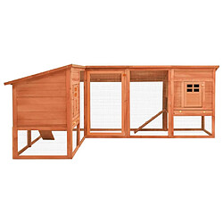 Acheter Helloshop26 Clapier d'extérieur avec piste 250 x 192 x 105 cm bois de sapin solide marron 02_0000596