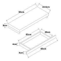 Helloshop26 Étagère murale avec tiroir intégré 60 x 24 x 8 cm blanc 03_0007012