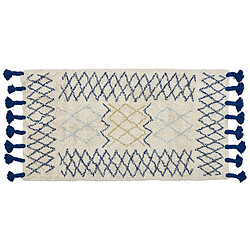 Beliani Tapis en coton 80 x 150 cm beige et bleu ERZINCAN