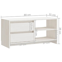 vidaXL Meuble TV Blanc 80x31x39 cm Bois de pin massif pas cher