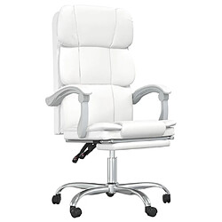 vidaXL Fauteuil inclinable de bureau Blanc Similicuir