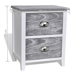 Acheter Helloshop26 Table de nuit chevet commode armoire meuble chambre gris et blanc 38x28x45 cm bois de paulownia 1402041