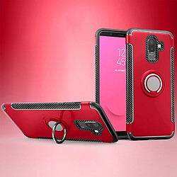 Wewoo Coque Étui de protection magnétique à 360 degrés avec anneau de rotation pour Galaxy J8 2018 rouge