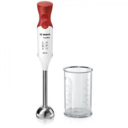 Mixeur Electrique BOSCH plongeant - 450 Watt - Pied inox - 4 lames aiguisées - 2 Vitesses - Bol gradué 600 ml - blanc/rouge