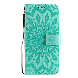 Wewoo Housse Coque Pour Galaxy A51 Sun Print de protection à rabat horizontal avec support et fentes cartes et portefeuille vert