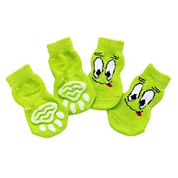 4 Chaussettes De Chien De Chiot De Chat Mignon De Compagnie Anti-dérapant Protecteur De Patte M Yeux Verts pas cher