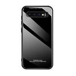 Série compatible avec Samsung Galaxy S10 Plus, la coque arrière hybride en verre trempé 9H imite le dos en verre du S10 Plus résistant aux rayures + pare-chocs en TPU souple pour Galaxy S10 Plus