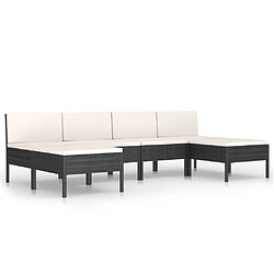 Maison Chic Salon de jardin 6 pcs + coussins - Mobilier/Meubles de jardin - Table et chaises d'extérieur Résine tressée Noir -MN87056