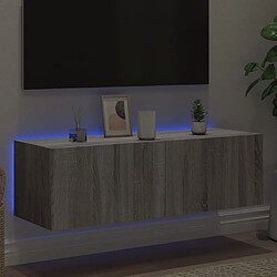 Avis vidaXL Meuble TV mural avec lumières LED sonoma gris 100x35x31 cm